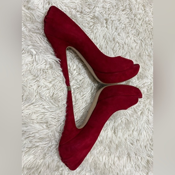 Miu Miu Peep Toe Suede Hells - size 39 US 8.5 - Picture 7 of 9